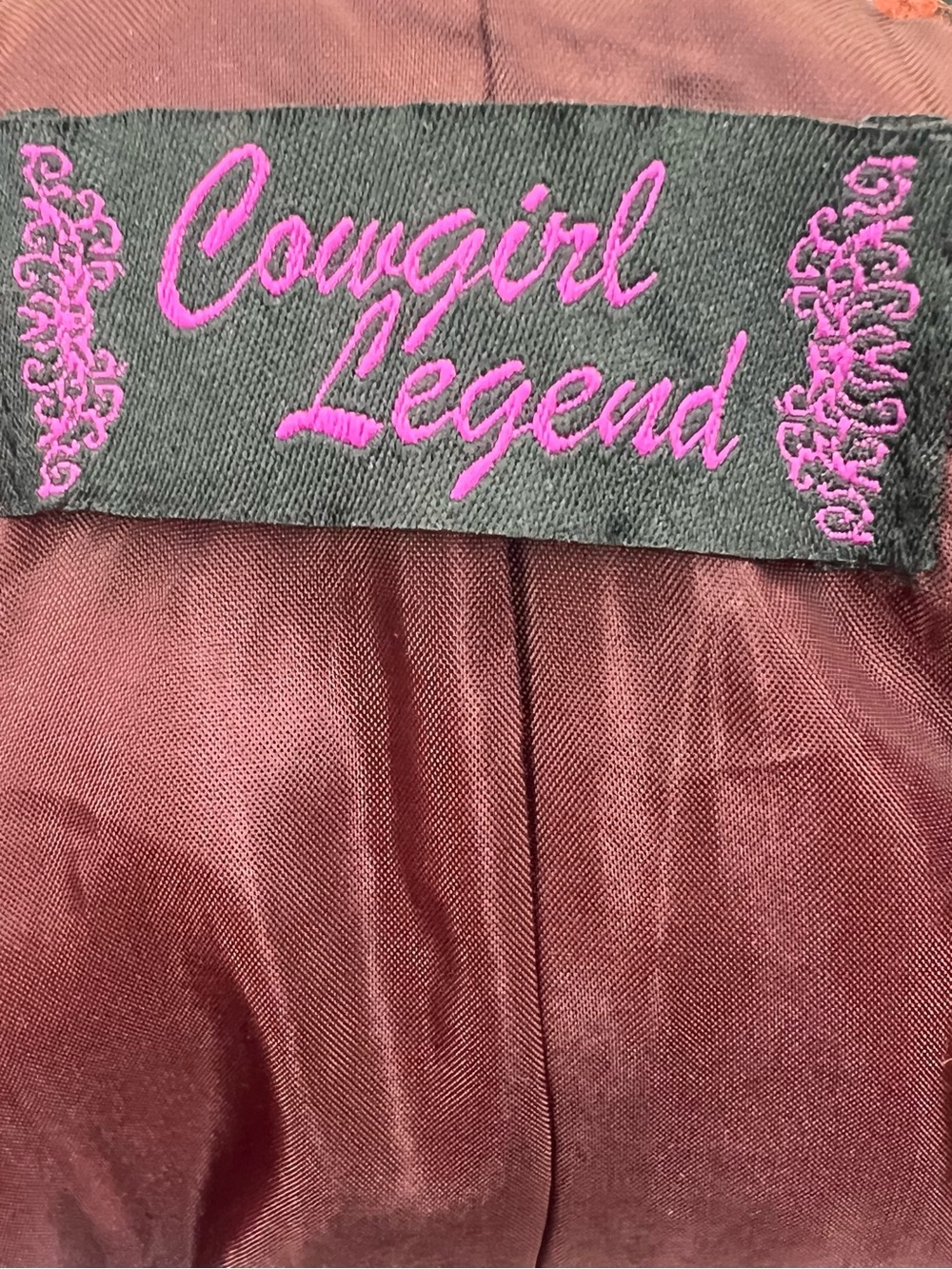 🤠 COWGIRL LEGEND | Woven Patterned Zip-Up Vest in Burgundy and Rust | size M - Picture 5 of 6